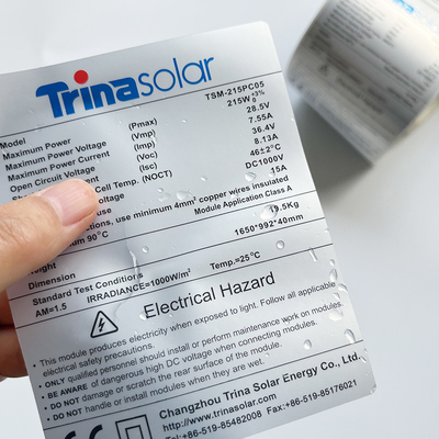 付着力ペット バーコード ラベルのマット銀製の熱透明なポリエステル ステッカーの印刷