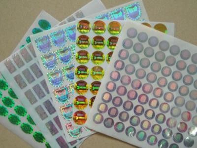 丸型の保証ホログラムのステッカー、本物のホログラムのステッカー